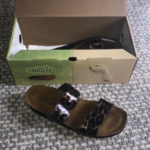 New Leather Cheetah Print Naot Sandals